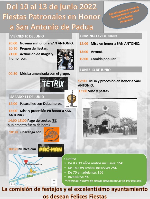 Programa fiestas de San Antonio 2022